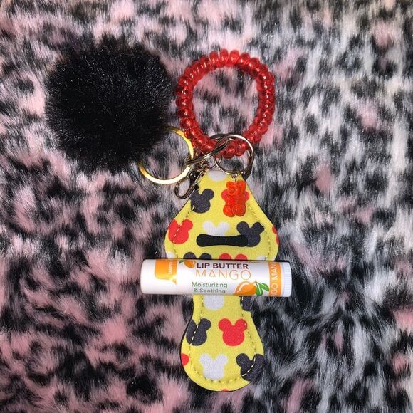Mickey Mouse Chapstick Holder Keychain Set - Discounted Shipping - Picture 1 of 3